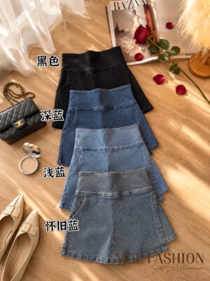 绝美新款上架 Rm65-Rm3=Rm62 SMLXL Cheri版型绝美百搭显瘦弹力牛仔高腰裤裙 2475