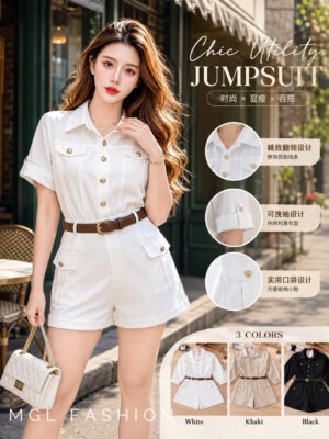绝美新款上架 Rm89-Rm3=Rm86 SML Camila 时尚个性百搭工装连身短裤 71120