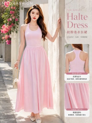 绝美新款上架 Rm59-Rm3=Rm56 Tiffany 时尚简约百搭棉质休闲风连身长裙 M556788