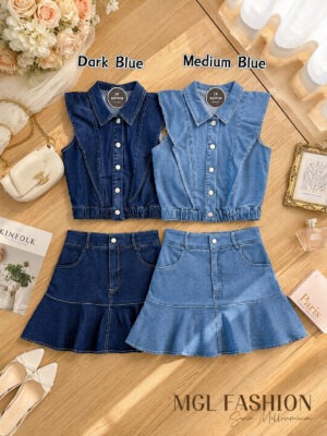 绝美新款上架 Rm118-Rm3=Rm115 SML In Denim 时尚百搭牛仔套装 7293