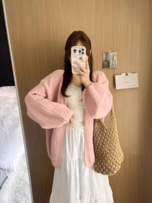 绝美爆款外套开放少量现货Rm29 秋季气质百搭软糥编织长版外套 M54216
