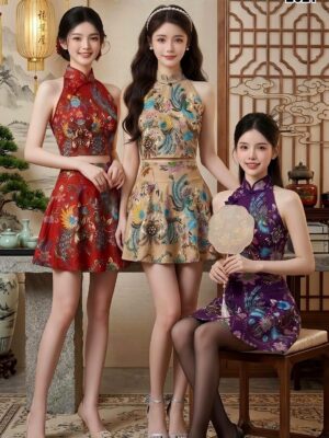 #新年旗袍抢先预定 Rm112 Rm3=Rm109 SMLXL Mocca印花旗袍套装 ⚠️注意⚠️这款是厂家的预订款式,预计到货时间是3个月左右，能等的宝贝才下单喔🙏 MC48001