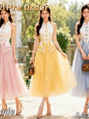 #PoshCode旗袍绣花网纱长裙套装抢先预定 Rm145-Rm3=Rm142 S/M/L/XL/2XL  ⚠️注意⚠️这款是厂家的预订款式,预计到货时间是3个月左右，能等的宝贝才下单喔🙏 21990