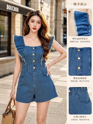 绝美新款上架 Rm99-Rm3=Rm96 SML Posh code 时尚百搭休闲牛仔连身短裤 71119