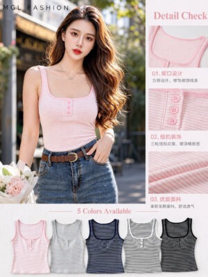 绝美新款上架 Rm39-Rm3=Rm36 Tiffany 时尚休闲百搭线条棉质上衣 M432