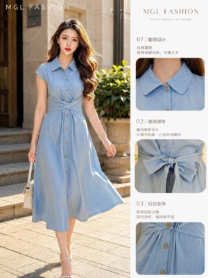 绝美新款上架 Rm95-Rm3=Rm92 SML Posh Code 韩式仿牛仔休闲连身裙 81734