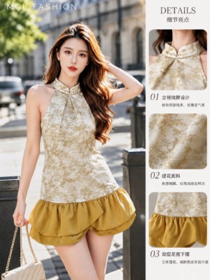 绝美新款上架 Rm119 SML BL Couture 新年气质唯美提花旗袍连身裙 111096