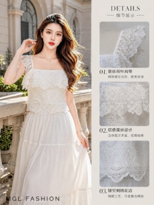 绝美新款上架 Rm59-Rm3=Rm56  SML Ivori 气质唯美名媛风通花水溶蕾丝上衣 7316