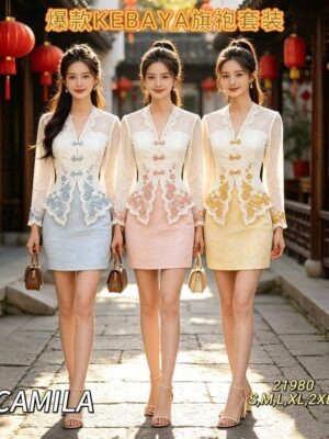 #新年Kebaya旗袍抢先预定 Rm139 SMLXL2XL Camila气质雪纺绣花娘惹套装  ⚠️注意⚠️这款是厂家的预订款式,预计到货时间是3个月左右，能等的宝贝才下单喔🙏 21980