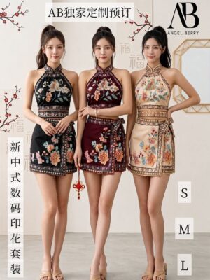 #新年旗袍抢先预定 Rm125-Rm3=122 SML 预定AngelBerry印花旗袍套装 ⚠️注意⚠️这款是厂家的预订款式,预计到货时间是3个月左右，能等的宝贝才下单喔🙏 AG25899