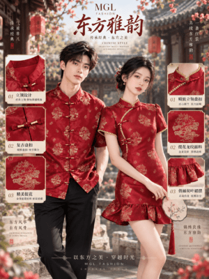 Ivori 绝美情侣旗袍上架 ▪️女装古典提花旗袍连身裙S/M/L/XL/XXL▪️男装旗袍上衣Free Size/L Size 7386/7387
