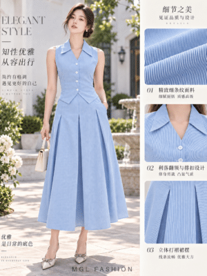 绝美新款上架 Rm105-Rm3=Rm102 SML Cheri 时尚个性线条西装套装 3179