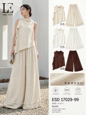绝美新款上架 Rm99-Rm3=Rm96 SML Lable 8 时尚个性高级庸懒风棉麻西装套装 17029