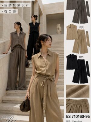 绝美新款上架 Rm95-Rm3=Rm92 Label 8 时尚休闲百搭棉麻西装套装 710160