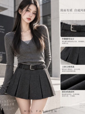 绝美新款上架 Rm55-Rm3 =Rm52 XSSML Tiffany 时尚百搭百褶西装短裙 M19228