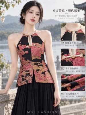绝美新款上架 Rm62-Rm3=Rm59 SML Posh Code 新年气质唯美削肩提花旗袍上衣 14965