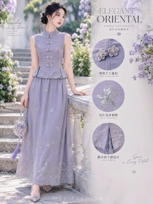 绝美新款上架 Rm139-Rm3=Rm136 SMLXL Cheri 新年气质唯美精致雪纺旗袍套装 3208