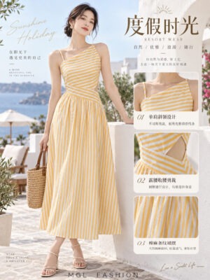 绝美新款上架 Rm105-Rm3 =Rm102 SML Cheri 时尚个性高级感露肩线条连身裙 3210
