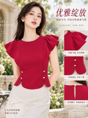 绝美新款上架 Rm69-Rm3 =Rm66 SML Mocca 气质唯美荷叶边时装上衣 55147