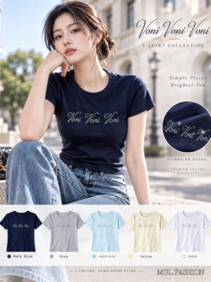 绝美新款上架 Rm42-Rm3=Rm39 Tiffany 时尚休闲百搭亮钻棉质上衣 M60122