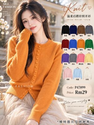 ＃超值预定 Rm29～🩷 预定15个颜色百搭软糥编织外套上衣  预计到货时间2个月半左右，能等的宝贝才下单喔🙏 P47899