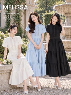 绝美新款上架 Rm95 SMLXL Melissa 气质唯美皱褶西装连身裙 13128