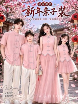 #预定独家棉质亲子旗袍 Rm39-Rm75(PINK) XSSMLXL 独家定制高质量舒适棉质新年亲子旗袍套装男中装 ‼️预计到货时间3个月左右，能等的宝贝才下单喔🙏 M62297