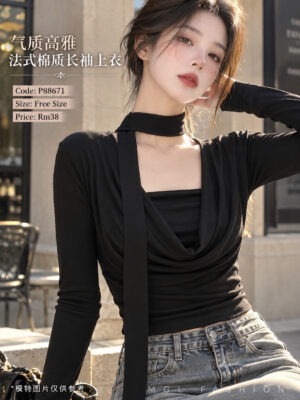 ＃超值预定 Rm38～🩷 预定气质高雅法式棉质长袖上衣 预计到货时间1个月半左右，能等的宝贝才下单喔🙏 P88671