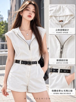 超值大促销Rm109 Now Rm79 BL Couture 时尚个性百搭连帽牛仔连身短裤 121686