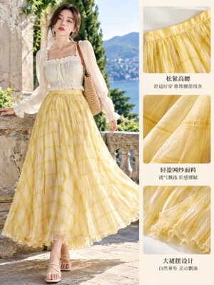 超值大促销  Rm56 Now Rm39 Tiffany夏日必备气质网纱格子长裙 M1613