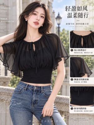 绝美新款上架 Rm45-Rm3=Rm42 SML Jamae 时尚简约百搭雪纺棉质上衣 99617