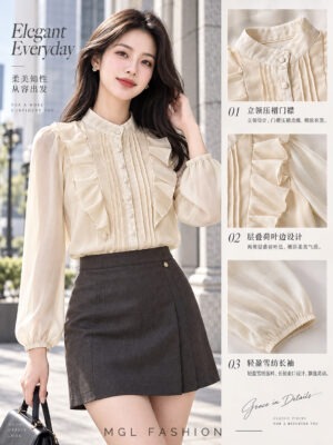 绝美新款上架Rm62-Rm3=Rm59 SML Urban Queen 气质唯美雪纺衬衫上衣 71582