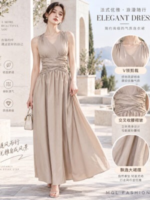 绝美新款上架Rm99-Rm3=Rm96 SML Dressup 气质唯美简约西装连身长裙 53051