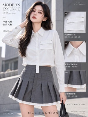 绝美新款上架Rm109 SML Beloved 时尚个性西装衬衫+百褶短裙套装 121747