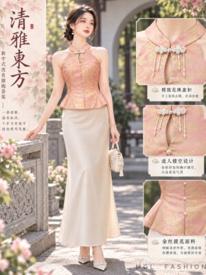 绝美新款上架Rm129-Rm3=Rm126 SML Posh Code 新年新中式提花绸缎旗袍套装 21993