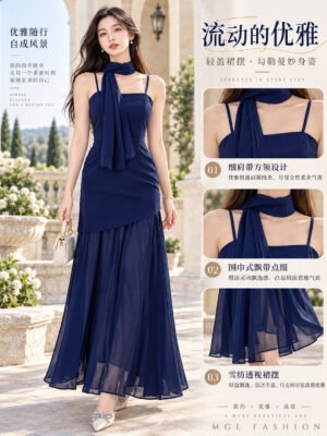 绝美新款上架Rm99-Rm3=Rm96 SMLXL Jamae 气质唯美雪纺西装吊带连身裙 99556