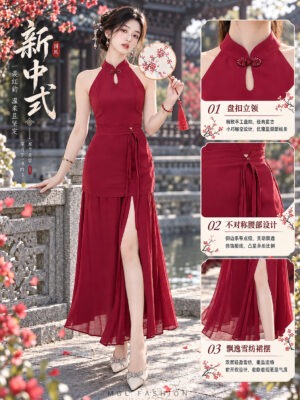 绝美新款上架Rm109-Rm3=Rm106 SML Jamae 新年新中式气质唯美雪纺旗袍套装 99554