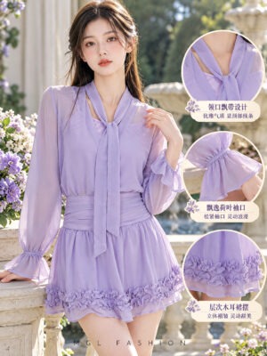 绝美新款上架Rm99-Rm3=Rm96 SML Impress 气质唯美名媛风雪纺三件式套装 7139
