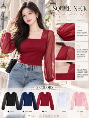 绝美新款上架 Rm45- Rm3=Rm42 Jamae 时尚百搭简约网纱绵质上衣 99583