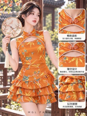 绝美新款上架Rm129-Rm3=Rm126 SMLXL Posh Code 新年新中式珍珠提花缎面旗袍套装 22012
