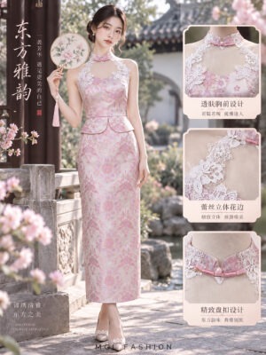 绝美新款上架 Rm128-Rm3=Rm125 SMLXL Cheri新年气质唯美蕾丝提花旗袍套装 3182