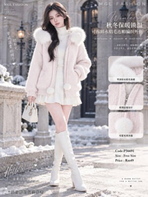 #超值预定 Rm49~🩷 预定绝美色系秋冬水貂毛保暖锁温连帽外套 预计到货时间1个月半左右,能等的宝贝才下单喔🙏 P56691