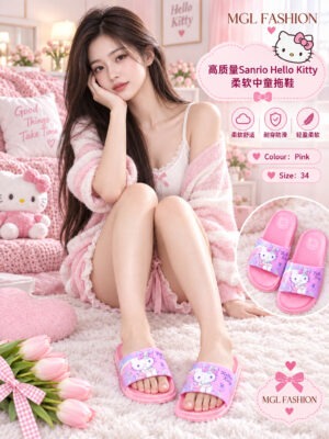 超值大促销Rm25 Now Rm5 高质量Sanrio Hello Kitty柔软中童拖鞋 M534245