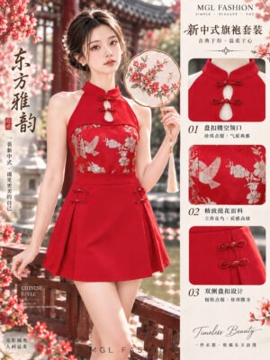 绝美新款上架Rm129 SML BL Couture 新年气质唯美提花拼接罗马面料旗袍套装 111099